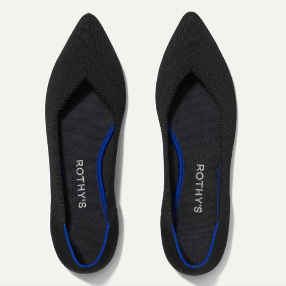 Rothy's The Point Classic Black Flats Barely Used